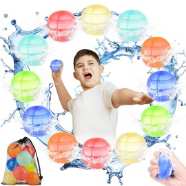 NADSSJL Pack of 12 Reusable Water Bombs, The Ultimate Summer Fun, Easy to Use without Tangling, Self-Closing, Water Toy for Children and the Whole Family