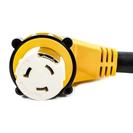 Camco 18" 50 Male/50 AMP Locking 90 Degree Female PowerGrip Dogbone Electrical Adapter (21053)