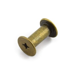 LQ Industrial 50 tornillos de cabeza cruzada Phillips para encuadernación con remaches, encuadernación de cuero para manualidades, 5 x 12 mm, bronce