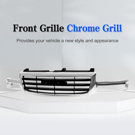 CarPartsDepot Front Grille Grill Chrome Shell With Black Insert Compatible With GMC 2003-2007 Sierra 1500 2500 Include Classic 19130791 GM1200475