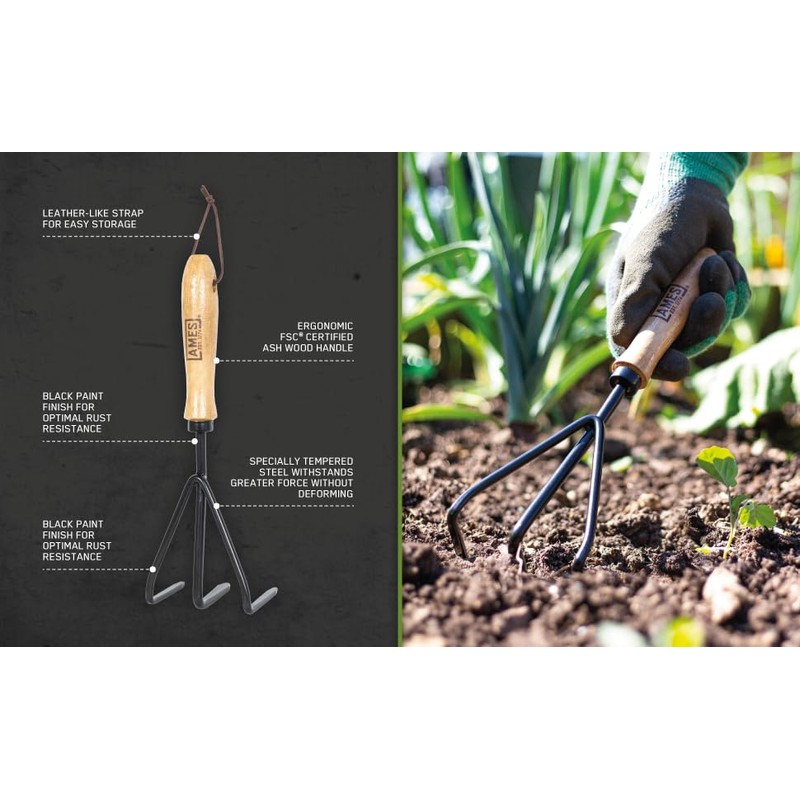 Hand 3 Prong Cultivator - Carbon Steel