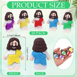WWmily 50 Pcs Mini Jesus Figures Religious Tiny Rubber Jesus Figurine Cute Doll to Hide and Seek Church Favors Gifts for Sunday School Baptism Activities Party Supplies