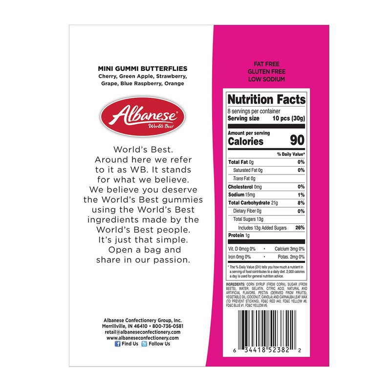 Albanese World's Best Mini Gummi Butterflies | 9oz of Candy