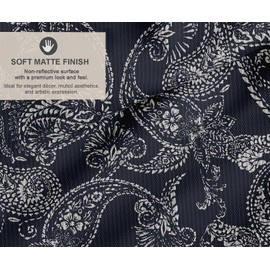 Soimoi Cotton Canvas | 56" Wide, Sold by The Metre | Paisley Design - Black | Durable Medium Weight Fabric for Bags, Curtains, Crafts & Décor