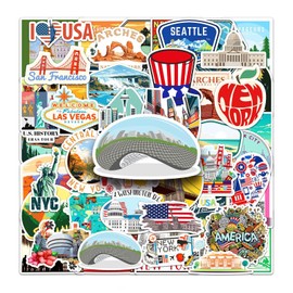 50Pcs US States Stickers,Vinyl Waterproof Sticker for Kids Teens Girls,for Phone Laptop Water Bottles Skateboard Computer Phone Luggage Guitar Car Gifts Sticker USA Map Graffiti Stickers
