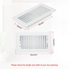 PATIKIL 8 x 4 Inch Floor Register, 1pcs Heavy Duty Air Vent Cover Steel Adjustable Decor Vents Easy Adjust Floor Grates for Sidewall Home Office, White