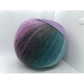 Angora Design Teal Turquoise Moss Mauve Lilac Self-Striping Fine Weight Acrylic Angora Wool Blend Yarn - 3.53 Ounces (100grams) 601 Yards