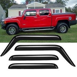 Lifeinfinity Original 4pcs Wind Deflector, Outside Mount Tape-On Rain Guards Set, Sunroof Side Window Visors Compatible with 2005-2009 Hummer H3 94501