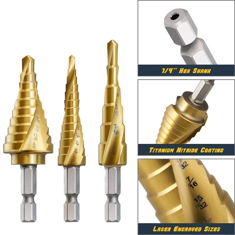 TITANIUM Step Drill Bit Set Unibit Industrial Reamer reaming 28