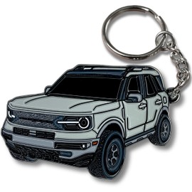 FOUR WHEEL BEAST Bronco Sport Keychain compatible with Ford Bronco Sport Accessories 2023 2024 4 door Car Key Chain Fob Cover (Silver)