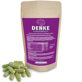 DENKE Vitalkomplex 30 Kapseln – Hochdosiert mit essenziellen Nährstoffen zur Unterstützung von Gehirnleistung und Konzentration. Vegan. (30 stück (1er Pack))
