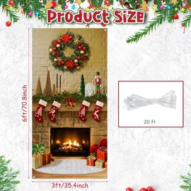 Blosssound Christmas Front Door Cover Decorations Xmas Tree Banner Merry Christmas Hanging Backdrop for Home Classroom Holiday Background, 71 x 53 Inch, Polyester, Multicolored