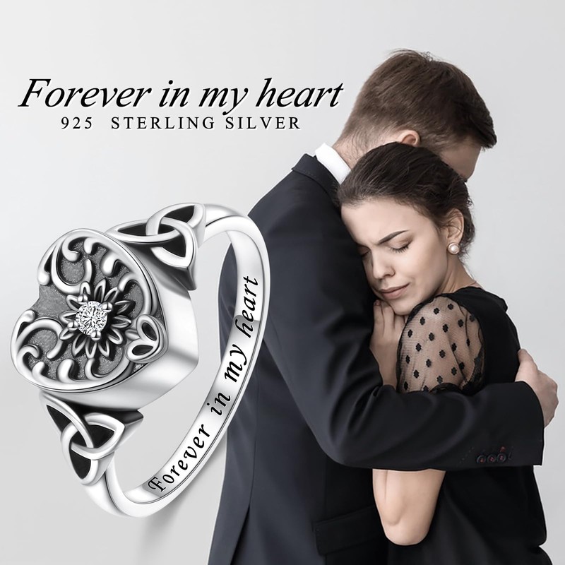 DAOSHANG Urn Ring for Ashes for Women 925 Sterling Silver
