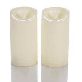 CANDLE CHOICE Waterproof Outdoor Battery Operated Flameless Candles with Timer Flickering Plastic Resin Electric LED Pillar Lights for Lantern Patio Garden Wedding Party Decorations 3x6 Inches 2 Pack