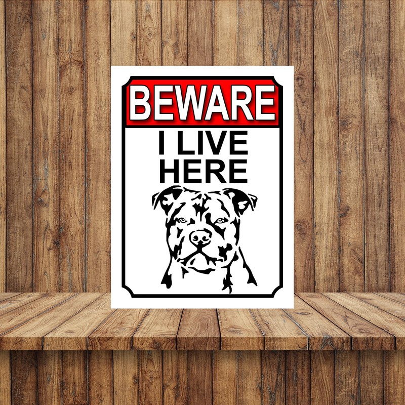 Shawprint BEWARE I LIVE HERE METAL GATE SIGN DOG 200MM