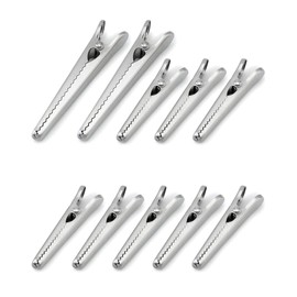 QWORK Pack of 10 Stainless Steel Sealing Clips, 8 cm and 11.5 cm Sealing Clips, Bag Clips, Alligator Clips for Kitchen and Home