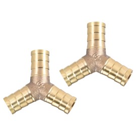 Unifizz 12mm or 1/2" Brass Barb Hose Fitting Y Shape 3 Way Connector Barbed Splitter Fitting Splicer for Water Fuel Air 5pcs