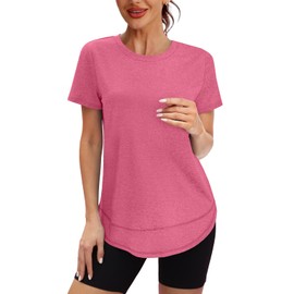 Summer Tops for Women 2025 Short Sleeve Workout Clothes Athletic Shirts Pilates Outfits Camisetas Deportivas para Mujer Red L