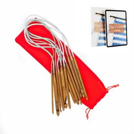 KnitPal 24-inch (60 cm) Circular Crochet Hooks Double Ended Tunisian Crochet Hooks Set with Cable for Afghan Crocheting in The Round - 7 US Sizes: D/3mm,E/3.5mm,F/3.75mm,G/4mm,7/4.5mm,H/5mm,I/5.5mm