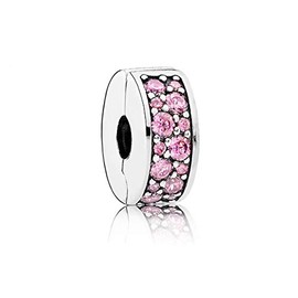 FGT Women October Birthstone Clip Charm for Bracelets Necklaces Sterling Silver Pink Charm Sisters Mum Wife Daughter Mothers Day Girlfriend Lover Valentine Family Birthday