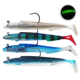 Njord Kalastus Rubber fish with jig head selectable 15 cm, 30 g or 12 cm, 15 g, zander rubber bait, zander rubber fish set, rubber bait set, predatory fish (4 pieces, 13 cm, 20 g)