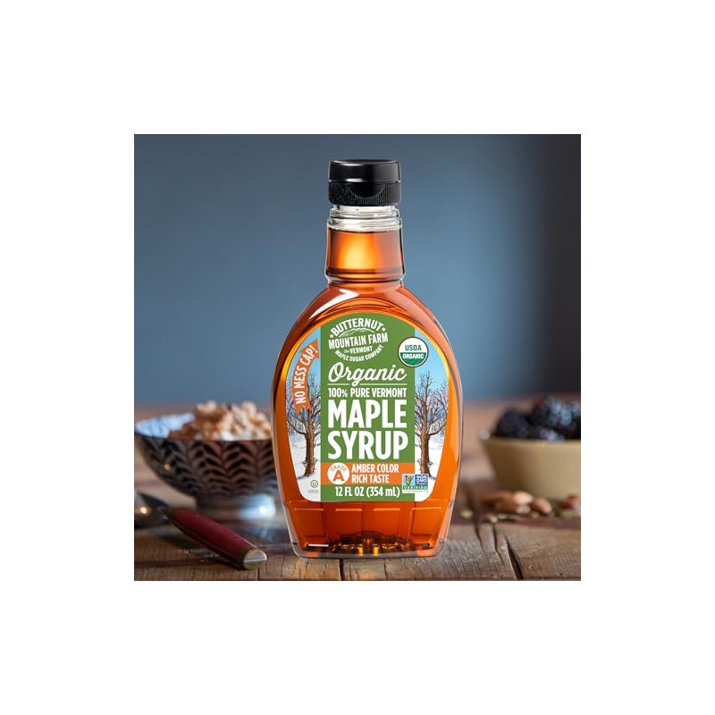 Butternut Mountain Farm Pure Vermont Maple Syrup, Organic, Grade A,