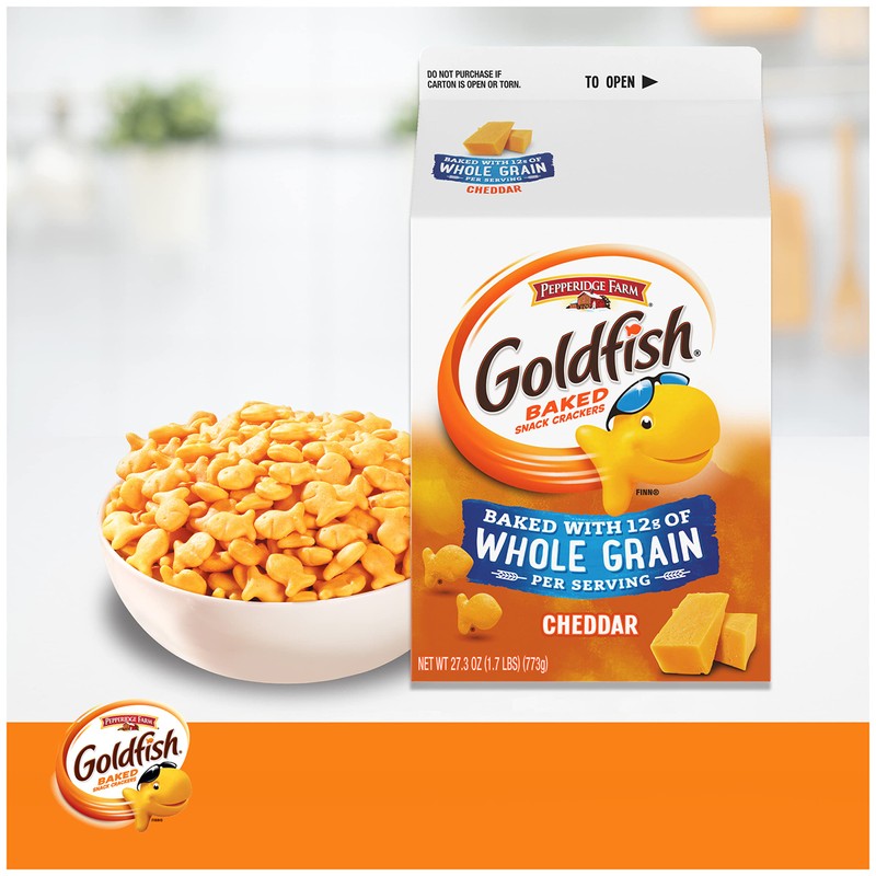 Goldfish Cheddar Cheese Crackers, Baked with Whole Grain, 27.3 oz