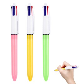 Xatgiouy 3 Pack 4 Colours Retractable Ballpoint Pens, Multi Coloured Pens All In One - Black, Blue, Red, Green - 1.0 mm Medium Point, Fun & Versatile Writing Tool for Journaling (Orange, Pink, Green)