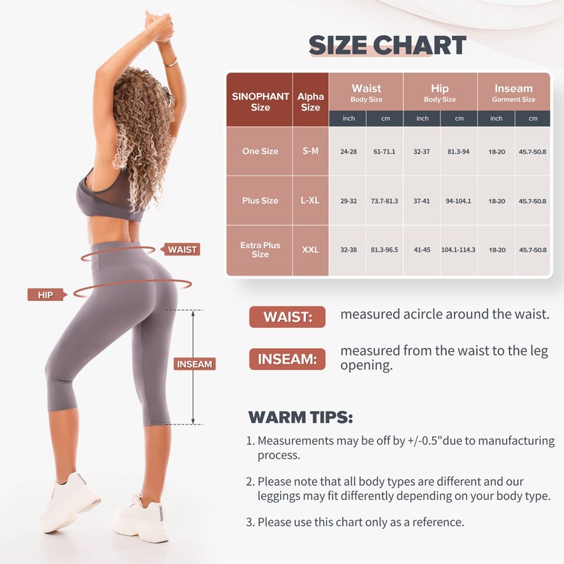 SINOPHANT High Waisted Leggings for Women - Full Length Capri