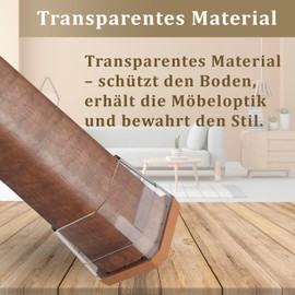 Pack of 24 Protective Caps for Chair Legs, Transparent Floor Protectors with Felt Gliders for Chairs - Silent Floor Protection for Wooden Floors Tiles Non-Slip Square 22-30 mm