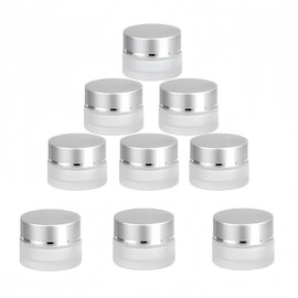 9 Pcs 5g Small Glass Jars with Lids,Frosted Cream jar Cosmetic Container Storage Jars,Refillable Travel Jars Makeup Sample Containers for Lip Balm Eye Cream,Lotion,Cosmetic,Eyeshadow