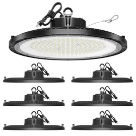 UFO LED High Bay Light 250W 6 Pack ,37500LM 5000K IP65 with 5FT US Plug