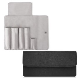 KABANTiFY 4 Pen Case, For Fountain Pens, Ballpoint Pens, Pen Pouch, Scratch Resistant Interior, PU Leather, Snap Button Type, Compact, Pen Pouch, Accessory Pocket, Stationery Storage, Writing