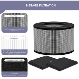 50250-S HEPA Filters Replacement & Carbon Pre-Filter Set Compatible with Honey-well 24000 24500 50250-S 52500 Air Cleaner Purifier, Part Number 24000, (2 HEPA + 4 Carbon Pre-Filter)