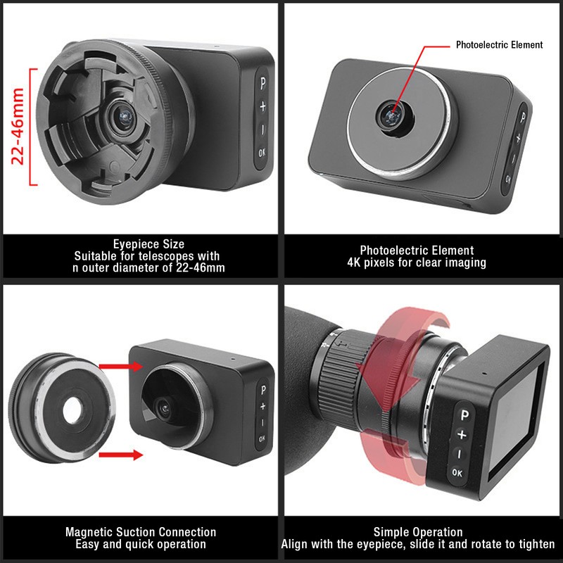 Full Color 4K Electronic Eyepiece Camera for Monocular Binoculars Microscopes