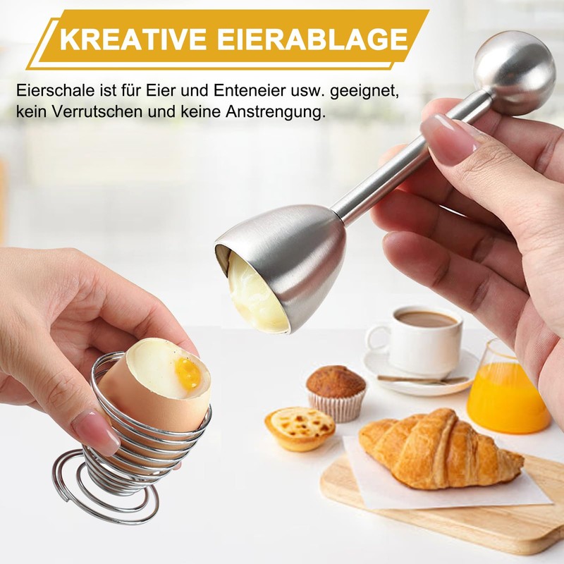 Edelstahl Eierköpfer Set, Eieröffner Werkzeug, Eierschneider, Eierpiekser, Eierlocher, Eierstecher Eipicker,