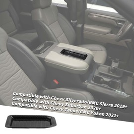 Jimen Center Console Armrest Box Storage Trim Compatible with Chevy Silverado/GMC Sierra 2019+, Fit for Chevy Suburban 2020+, Fit for Chevy Tahoe/GMC Yukon 2021+ (Carbon Fiber)