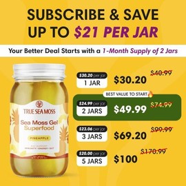 TrueSeaMoss Wildcrafted Irish Sea Moss Gel | Multiple Flavors – Rich in Minerals & Vitamins –   supports immune, improves digestion, boost energy, skin & hair health - Made in USA:_Pineapple_3 Pack