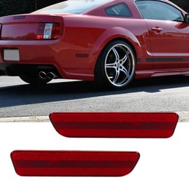 TurningMax For 2005 2006 2007 2008 2009 Ford Mustang Rear Bumper Side Marker light housings Red Lens 4R3Z15A201BA 4R3Z15A201AA