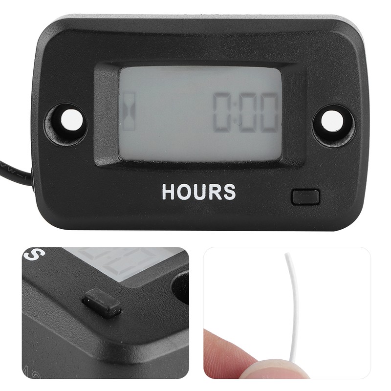 Engine Hour Meter Digital LCD Display Gauge Vibration Activated Waterproof