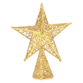 HOMSFOU 1pc Hollow Out Five-pointed Star Xmas Tree Top Star Glittered Xmas Tree Topper Star Tree Glittered Tree- Top Star Treetop Christmas Tree Decoration Star Decor Vertical Gold Iron