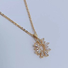 Fashion Jewelry N0300 Cubic Zirconia CZ Round Circle Sun Design Mini Pendant Dainty Necklace