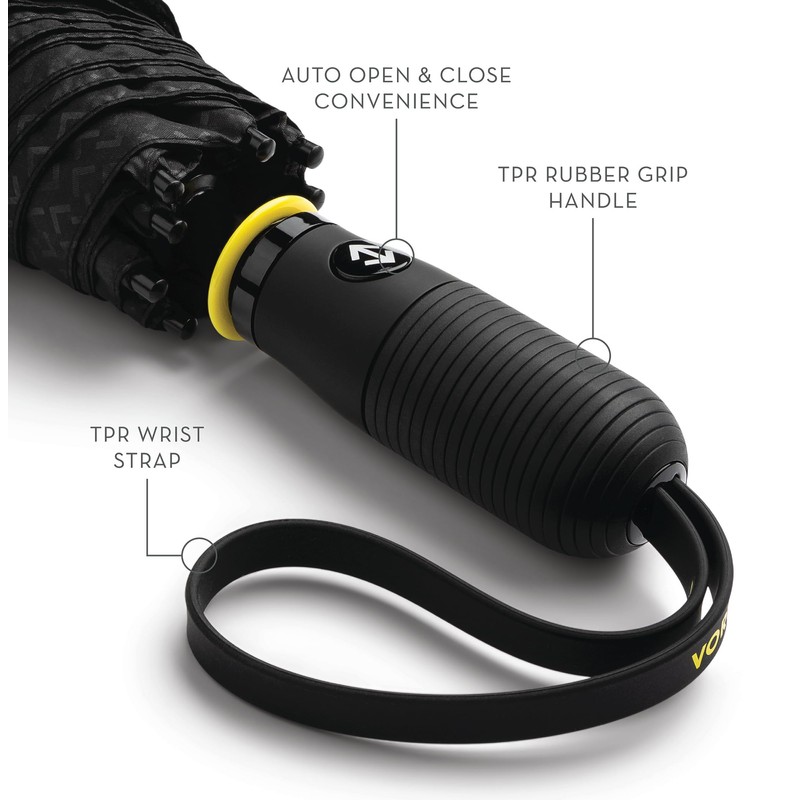 ShedRain Vex Black Compact Umbrella, Folds to 11", 43" Arc,