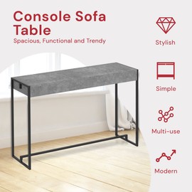 Safdie & Co. - Cement Finish Console Tables for Entryway, Foyer Tables for Entryway, Use As Doorway Table, Entrance Table, or Accent Furniture for Decorating Foyer, 47 x 11.5 x 29.75 Inches