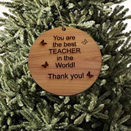 HipFlaskPlus You are the best teacher in the world - Cedar Ornament