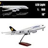 Lufthansa 18' 1:160 Scale A380 Plane Model Kit with LED Light (Touch Control) for Business Gift