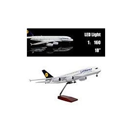 Lufthansa 18' 1:160 Scale A380 Plane Model Kit with LED Light (Touch Control) for Business Gift