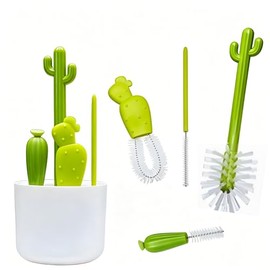 Cepillo para Biberones, Juego de 4 cepillos de Limpieza para Botellas de Cactus, Cepillo para Botellas Multifunción, para Limpieza de Todo Tipo de Limpieza Tetinas, Paja, Termos, Tarros