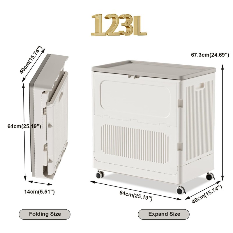 Rolling Laundry Hamper With Lid, 123L Large Capacity Clothes Hampers