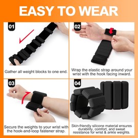 Weights for Legs and Arms for Women Men Set of 2 (0.5 kg) - Arm Foot Weight Bracelet 1 kg Adjustable Weight Cuffs for Fitness, Yoga, Pilates, Aerobics, Walking, Swimming
